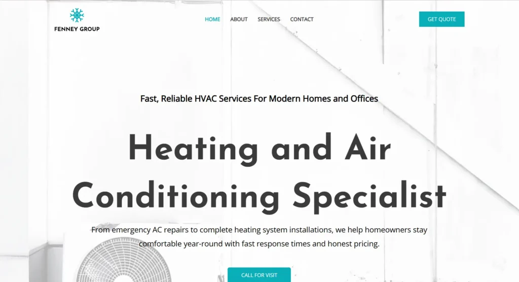 HVAC Business Website Designed By WebX Softech